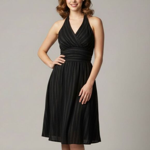 Rogan Dresses & Skirts - Womens Vintage 1990s Halter Style Striped Black Sun Dress | Rogan size 7